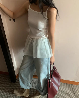 Chiffon layered ruffle sleeveless top