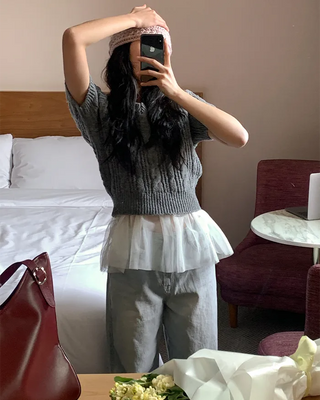 Chiffon layered ruffle sleeveless top