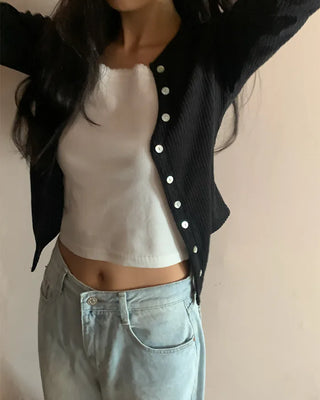 Ribbed V-neck cardigan