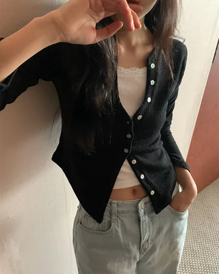 Ribbed V-neck cardigan