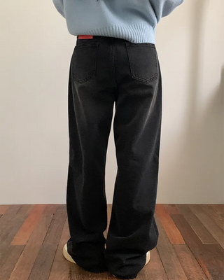 Wide black denim pants