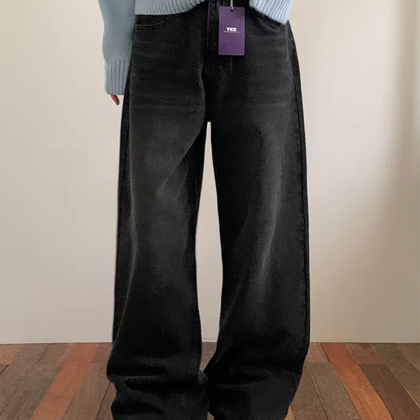 Wide black denim pants
