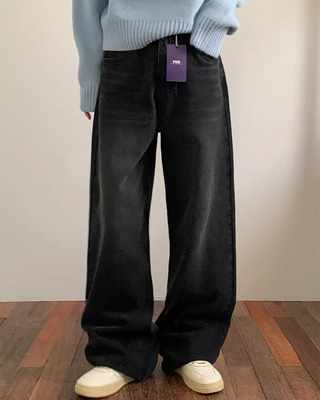 Wide black denim pants