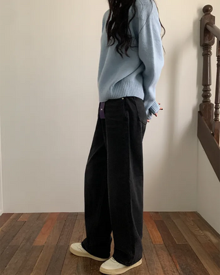 Wide black denim pants