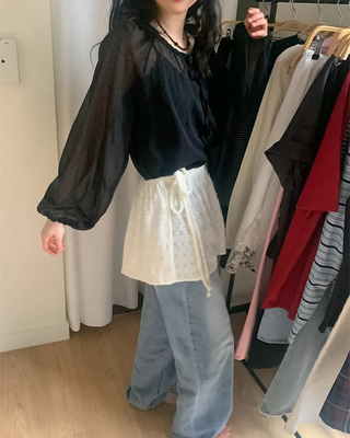 Lace layered wrap skirt