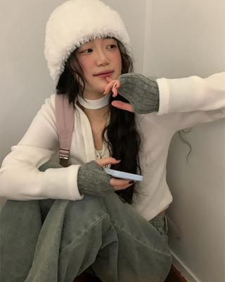 Knitted Hand Warmer Gloves
