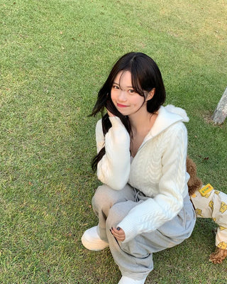 Twist knit hoodie