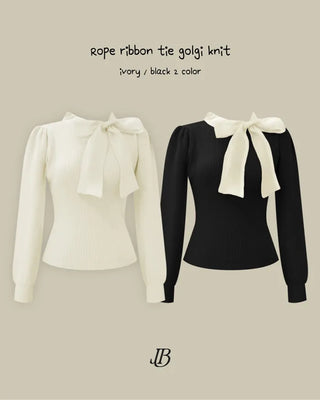 Ribbon Tie Rib Knit