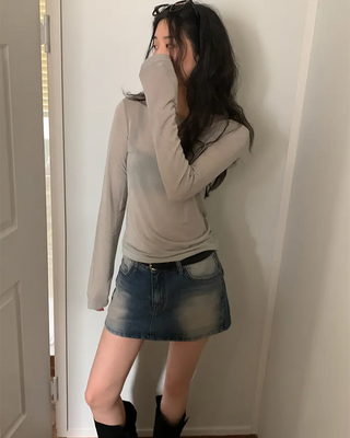 Tencel wool long-sleeved T-shirt