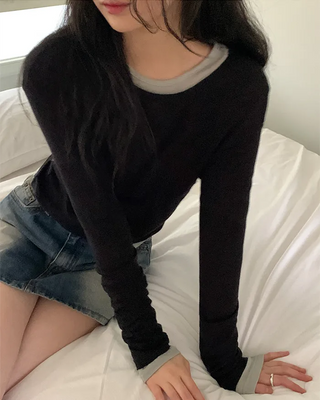 Tencel wool long-sleeved T-shirt