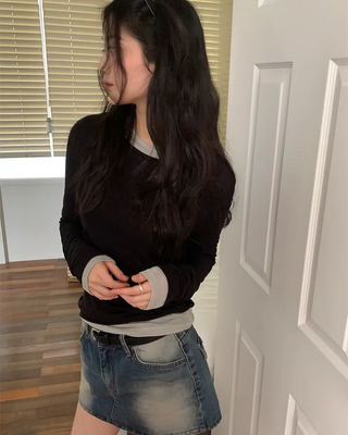 Tencel wool long-sleeved T-shirt