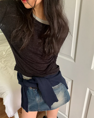 Tencel wool long-sleeved T-shirt