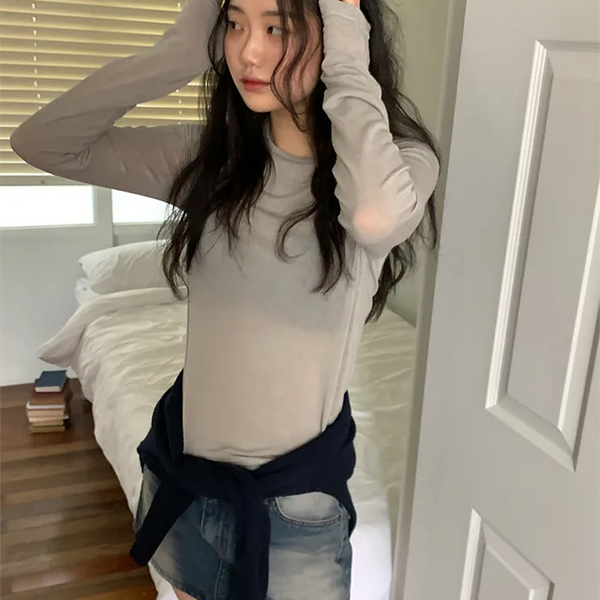 Tencel wool long-sleeved T-shirt