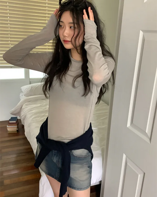 Tencel wool long-sleeved T-shirt