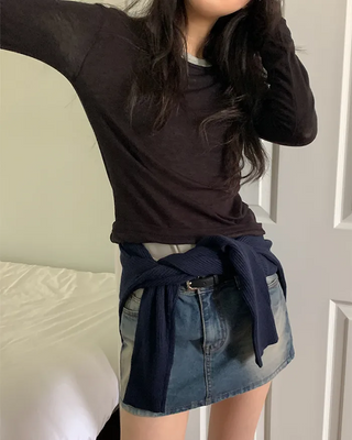 Tencel wool long-sleeved T-shirt