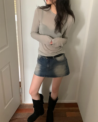 Tencel wool long-sleeved T-shirt
