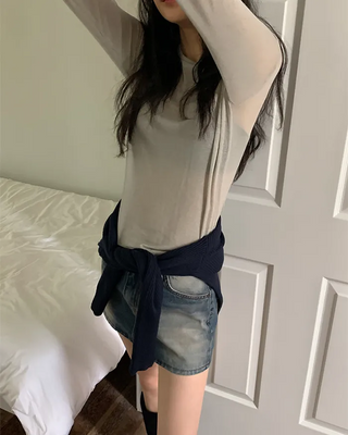 Tencel wool long-sleeved T-shirt