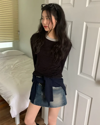 Tencel wool long-sleeved T-shirt