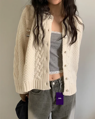 Cable Twist Round Knit Cardigan