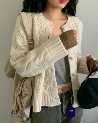 Cable Twist Round Knit Cardigan
