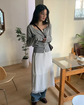 U-neck knit cardigan