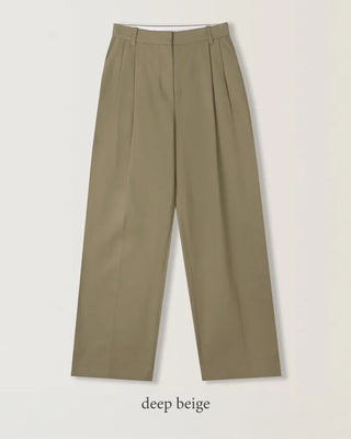 Wide cotton slacks with pleats