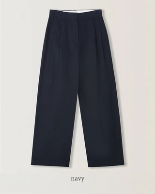 Wide cotton slacks with pleats