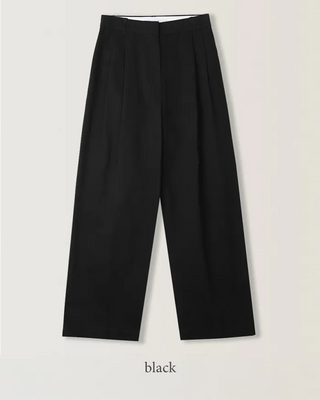 Wide cotton slacks with pleats