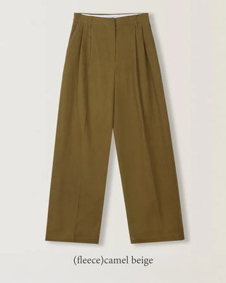 Wide cotton slacks with pleats