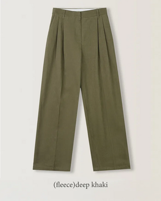 Wide cotton slacks with pleats