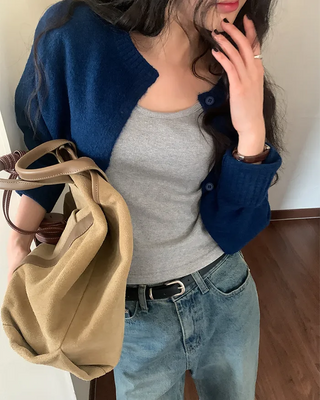 Basic raglan knit cardigan