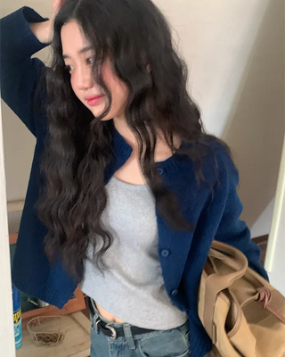 Basic raglan knit cardigan