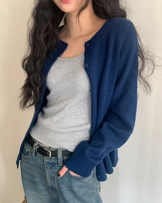 Basic raglan knit cardigan