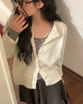 Basic raglan knit cardigan