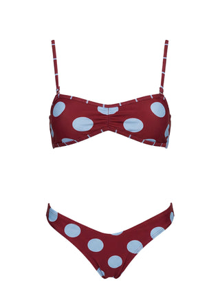 Calbira Cheeky Bikini Bottoms Red  Blue Polka Dot