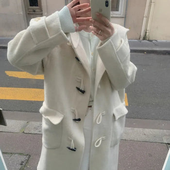 Oversized long handmade duffel coat