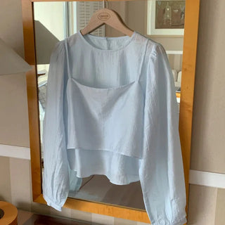 Ribbon bustier Tencel chiffon blouse