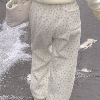 Petite Flower Boucle Fleece-Lined 2-Way Jogger Pants