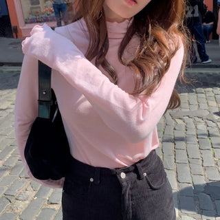 Spandex frill inner turtleneck