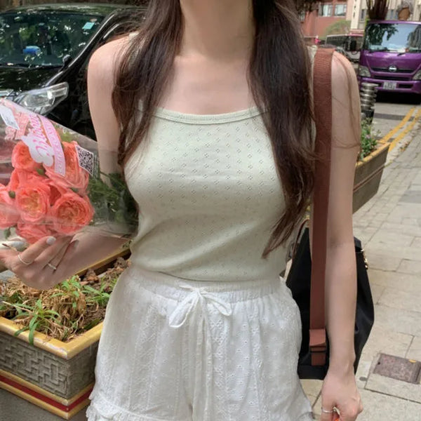Eyelet punched sleeveless top