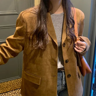 Oversized half-suede jacket