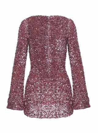 Vinelle Long Sleeve Mini Dress Dusty Pink