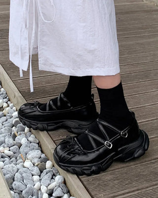 Platform Mary Jane Ribbon Platform Loafer Sneakers (2 colors)