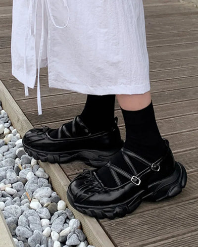 Platform Mary Jane Ribbon Platform Loafer Sneakers (2 colors)