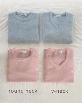 [U-neck/V-neck] 2 types of standard basic knitwear