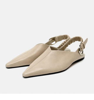 Pointed buckle straps flat sandals