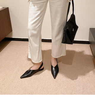 Pointed buckle straps flat sandals