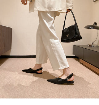 Pointed buckle straps flat sandals