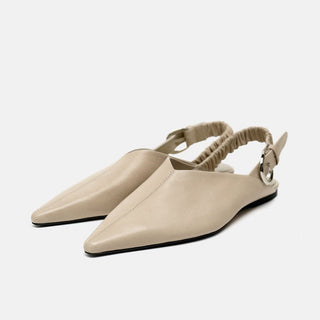 Pointed buckle straps flat sandals