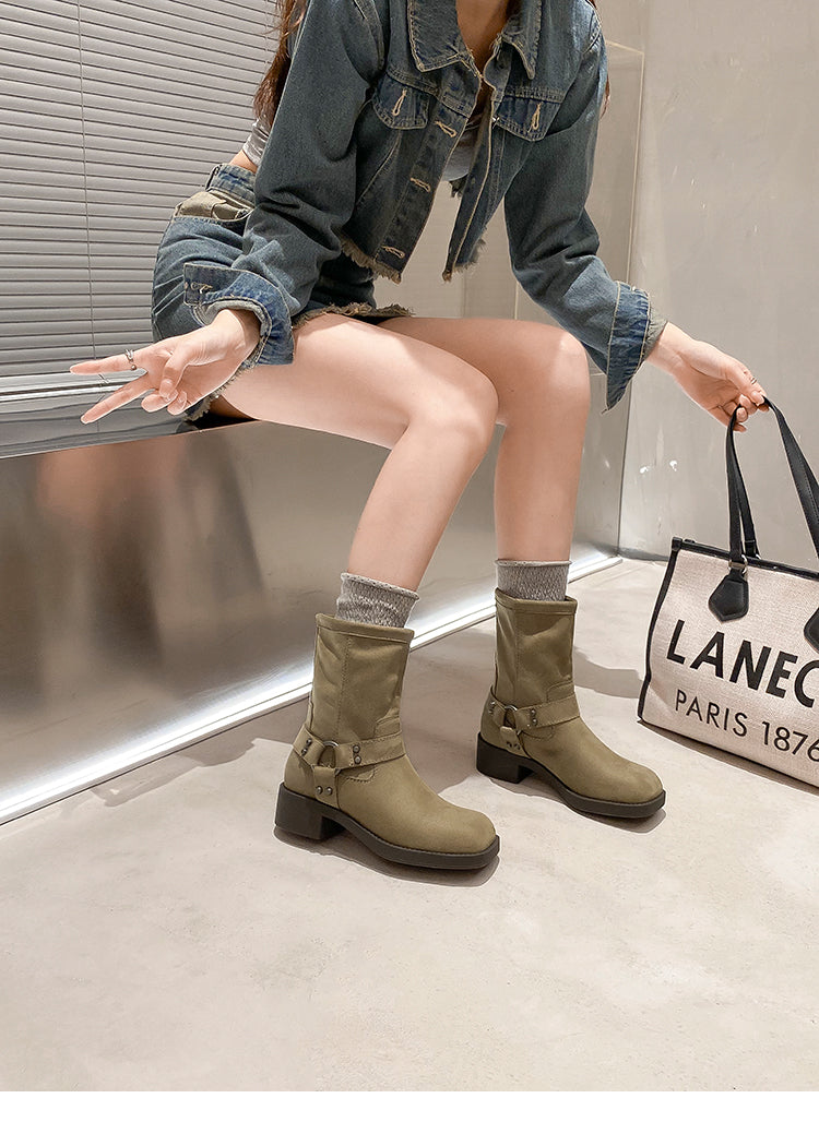 Mid-calf Biker boots - Main Image